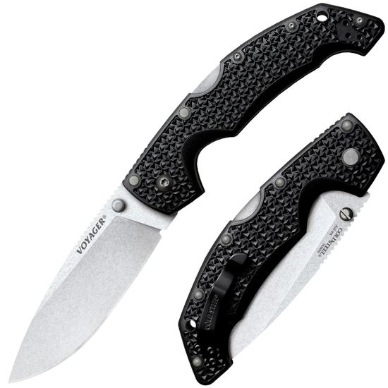 Складной нож Cold Steel 29AB Voyager Large Drop Plain Edge c клинком из стали AUS-10A, рукоять Grivory (Griv-Ex)
