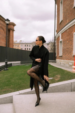 Чёрный двубортный тренч