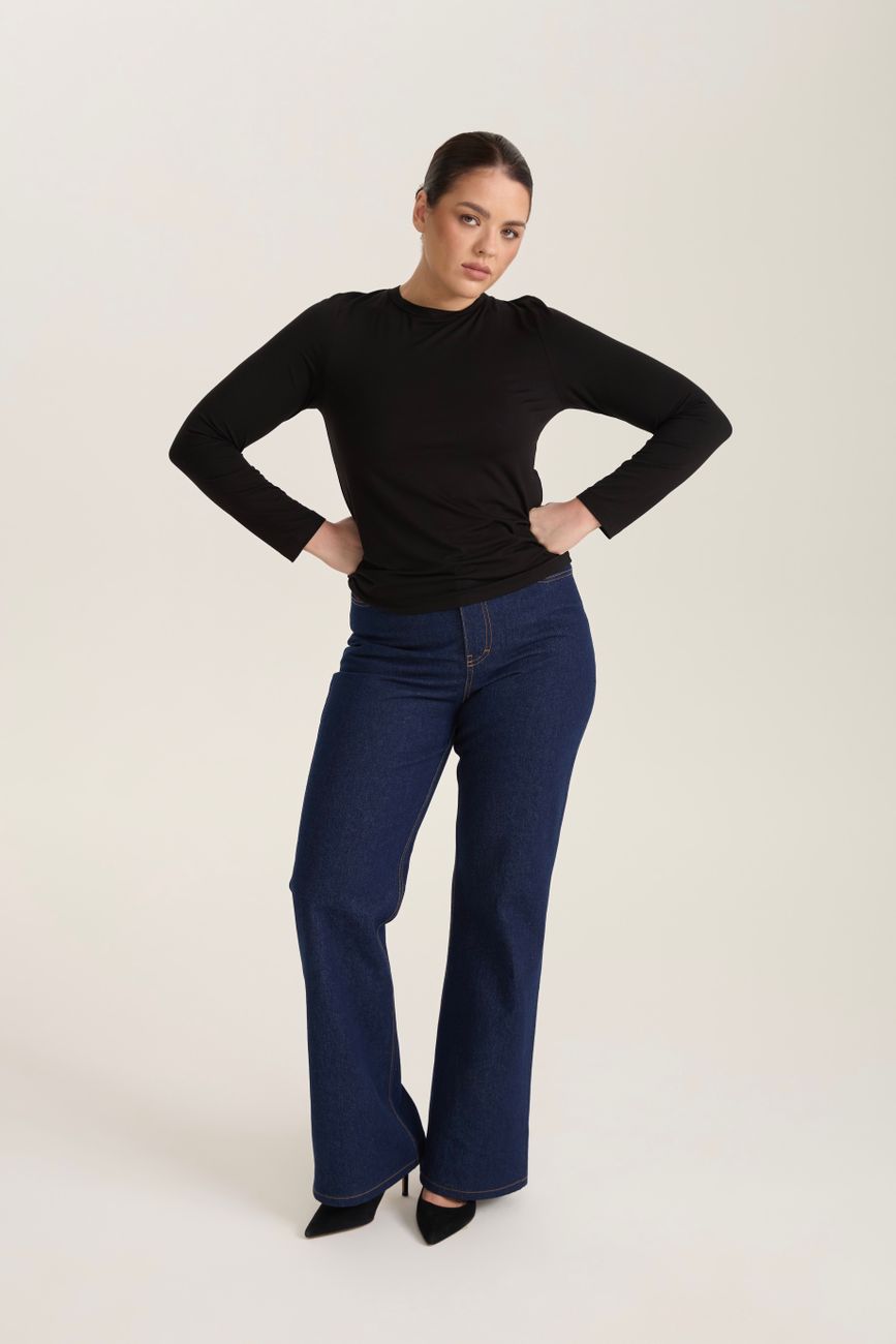 Лонгслив из трикотажа, черный