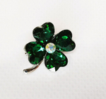 Брошь. Брошка. Клевер-четырехлистник — символ удачи. Цвет зеленый.