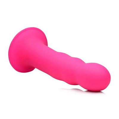 Розовый гибкий фаллоимитатор Squeeze-It Wavy Dildo - 18,3 см. (Цвет: розовый)