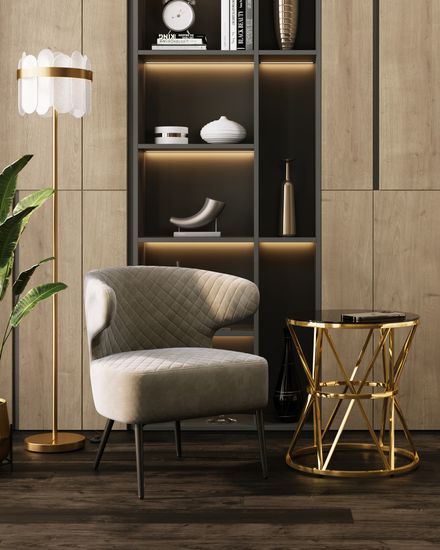 Кресло лаунж Royal велюр серо-бежевый