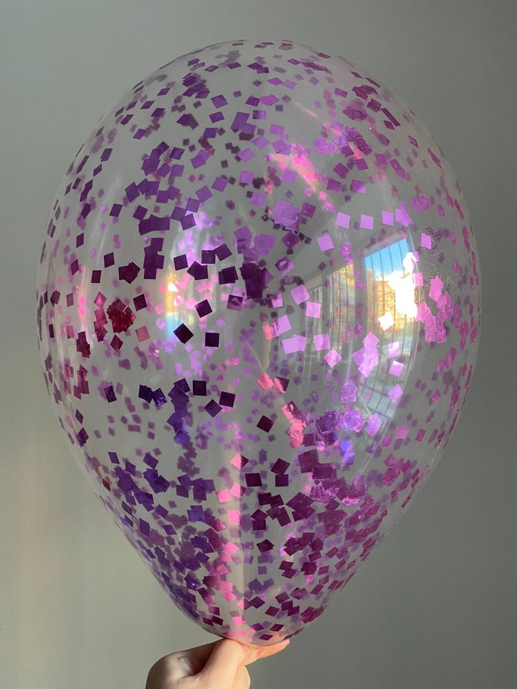 Воздушный шар с наполнением конфетти квадрат розовый ПАЛИТРА №4324