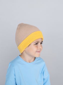 Шапка вязаная хлопковая ТВИНС(Мед, сандал)