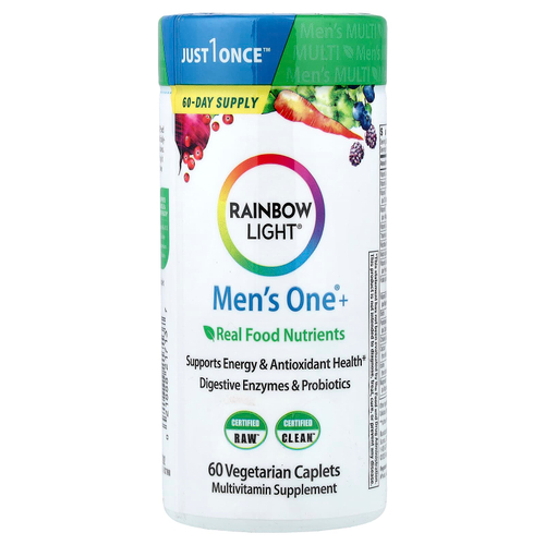 Rainbow Light, Men's One+®, натуральные пищевые питательные вещества, 60 вегетарианских капсул