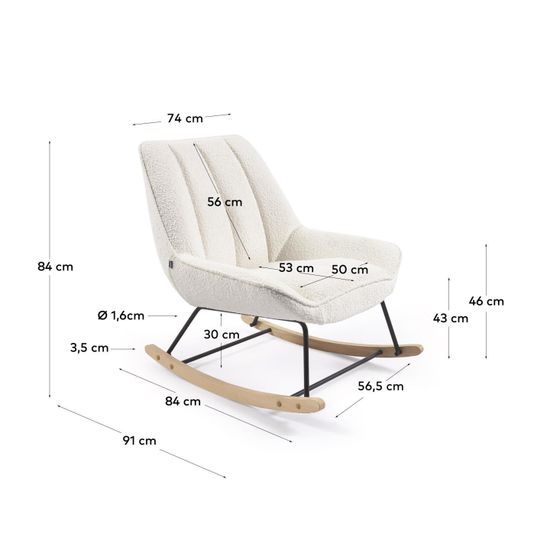 Кресло-качалка Marlina из ткани букле белого цвета Испания