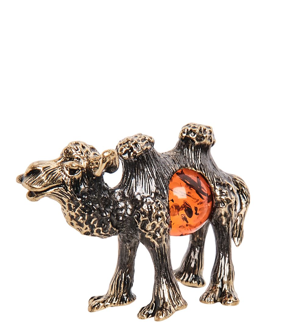 AM- 224 Фигурка «Верблюжонок» (латунь, янтарь)