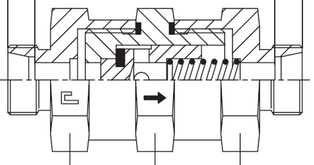 Клапан обратный проходной DL22 двусторонний (корпус) (3 бара)