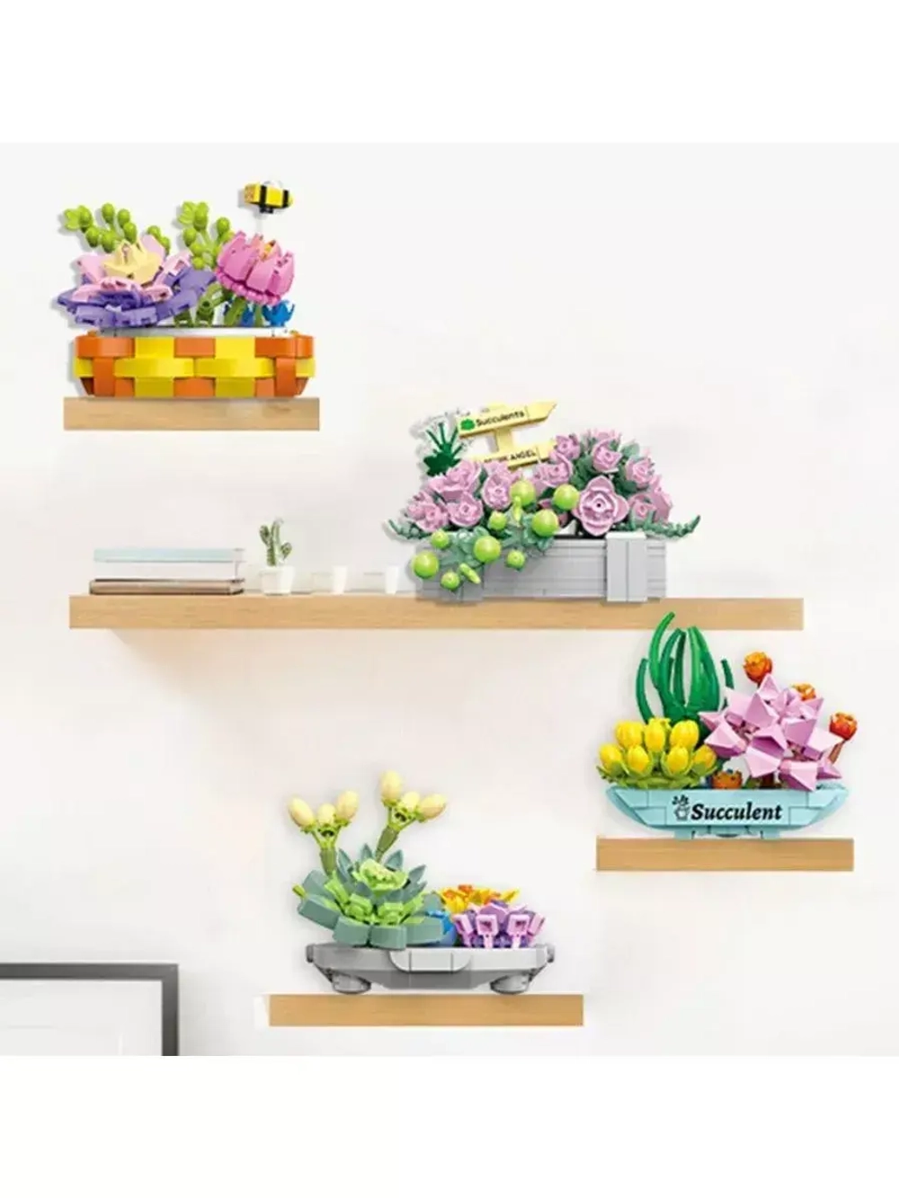 Конструктор Цветы суккуленты в горшке 281 деталь