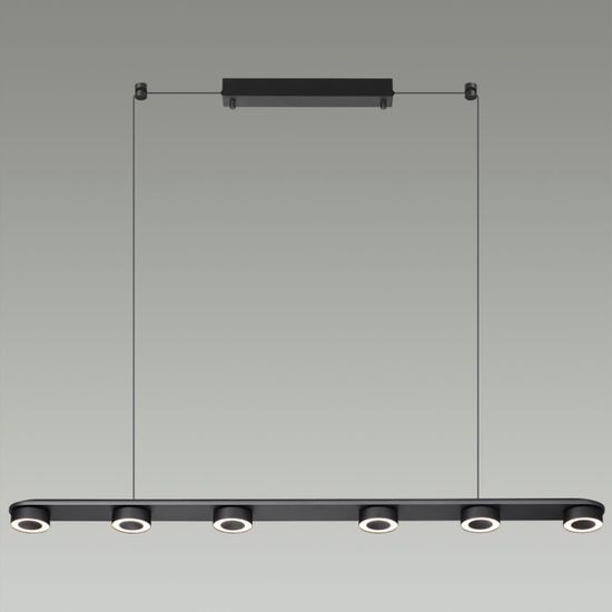 6631/64L HIGHTECH ODL24 277 металл/черный/акрил Подвесной линейный светильник IP20 LED 64W 1667Лм 3000K 220V с раздельным вкл. Верх/низ TURMAN