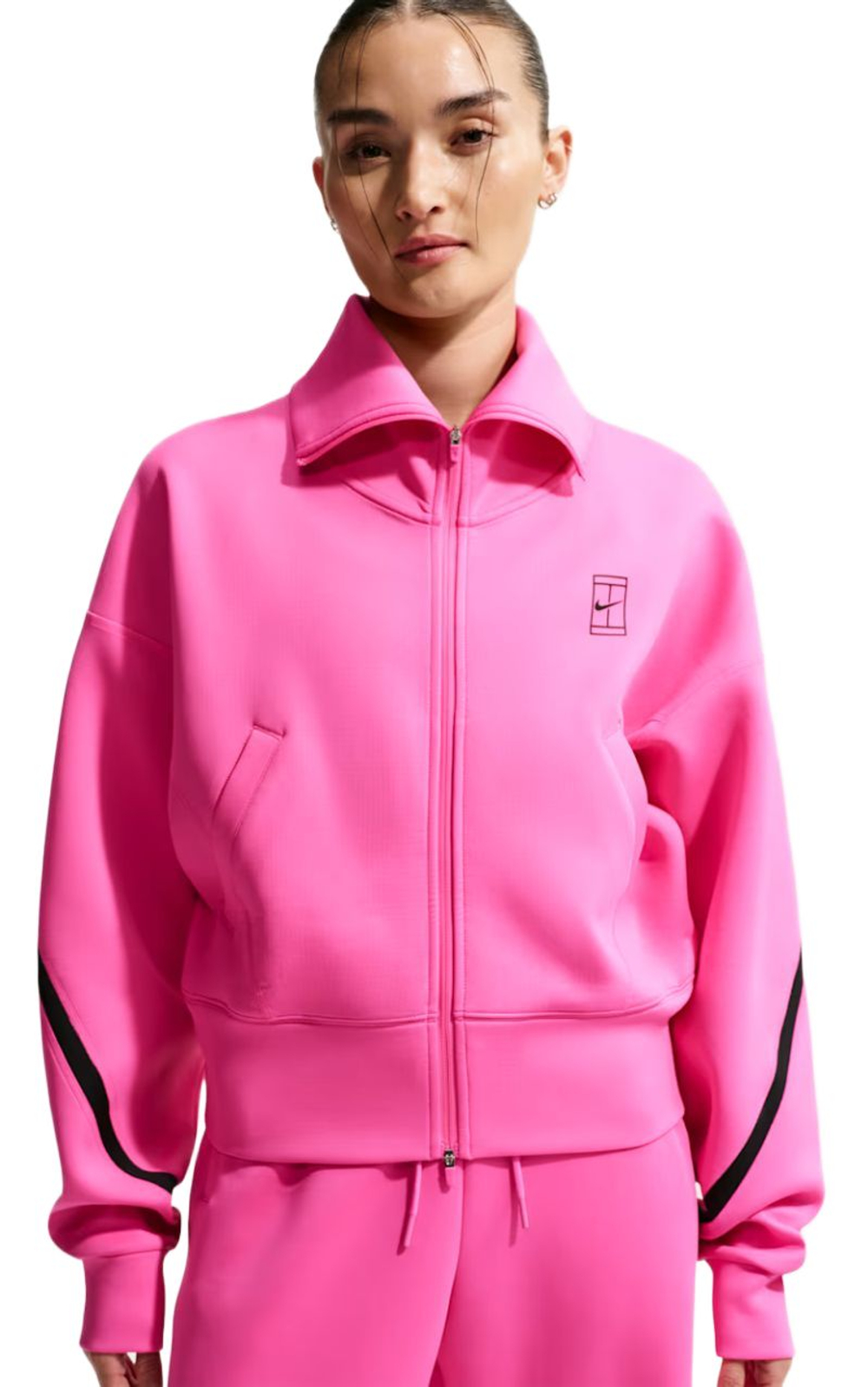 Женская Кофта теннисная Nike Advantage Dri-FIT Full-Zip Tennis - laser fuchsia/black