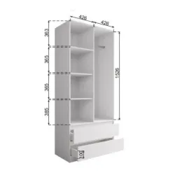 МС Мори Шкаф МШ 900.2 (МП/3) Белый