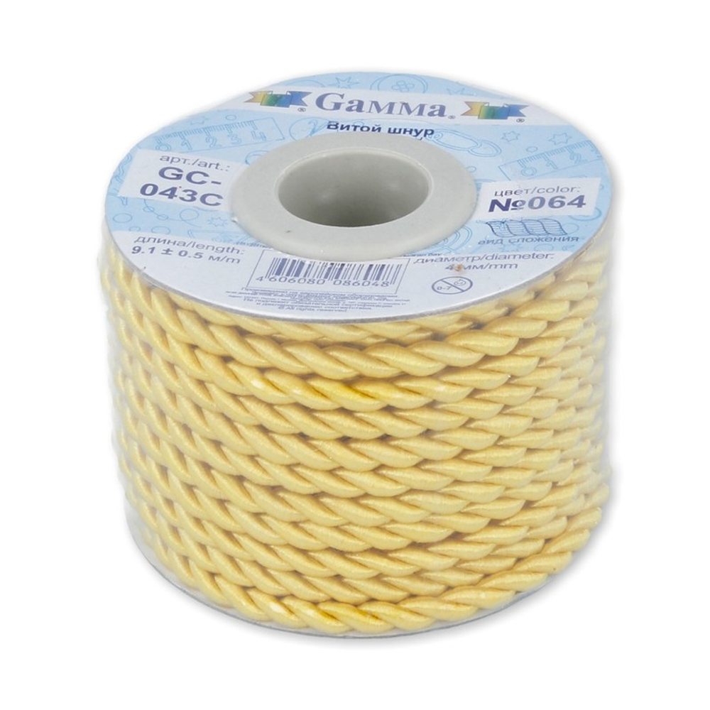 Шнур"Gamma" 4 мм GC-043C витой 9.1 м , цвет 064