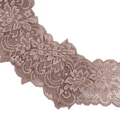 Кружево эластичное кофейное 7 см