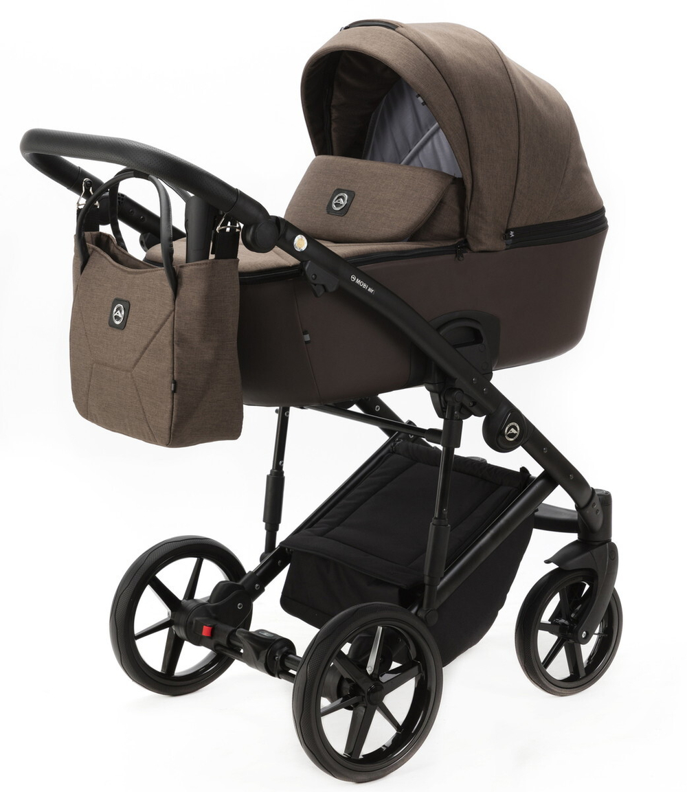Детская коляска Adamex Mobi 2 в 1 M-PS97 (ШОКОЛАД+ШОКОЛАД КОЖА)