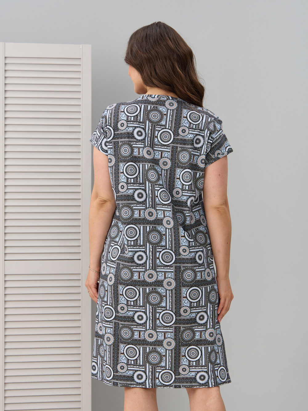 Туника Т-014/кругиорнамент-бежголубой