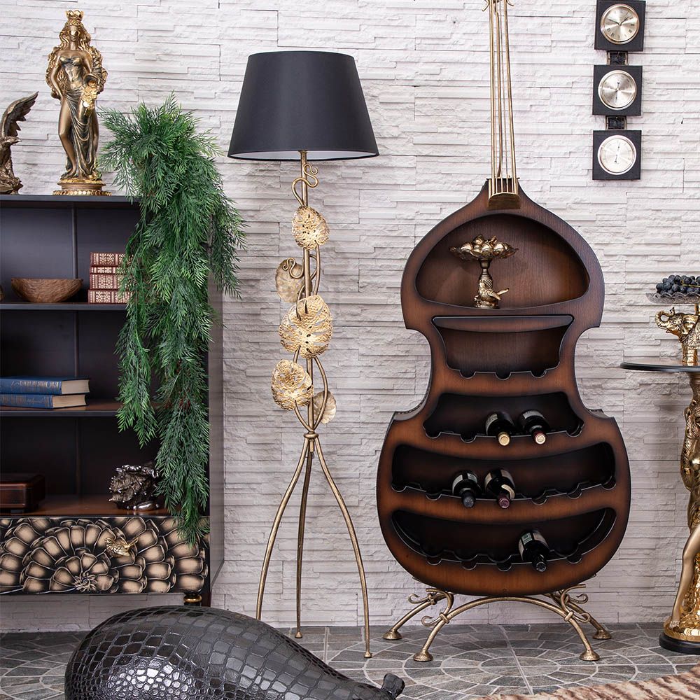 Светильник напольный торшер Monstera Deliciosa (Монстера) с абажуром Сити-2 Черный