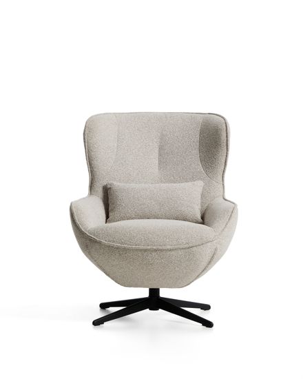 Поворотное кресло Sorile из бежевой синели и черной стали