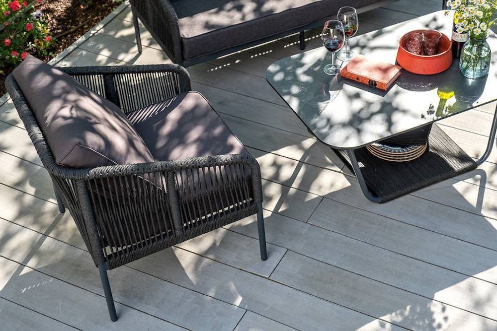 "Канны" лаунж-зона 4-местная плетеная из роупа (веревки), цвет темно-серый