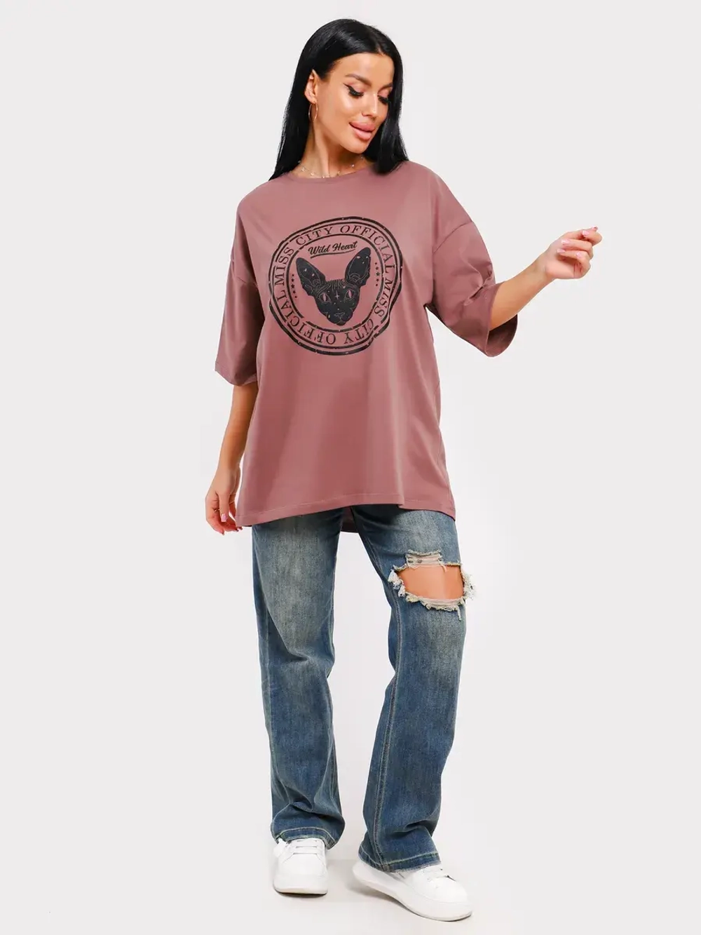 Футболка оверсайз больших размеров принт