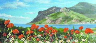 "Маки на лугу"-4023 ткань с нанесенным рисунком