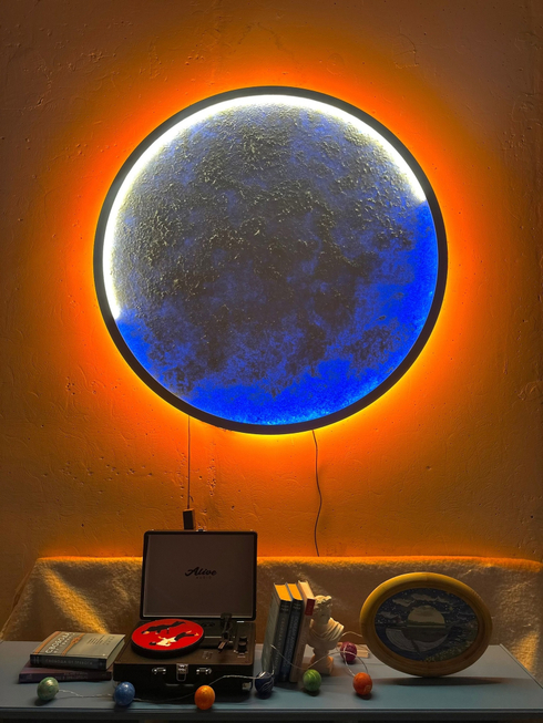 Панно светильник - Текстурная планета с подсветками