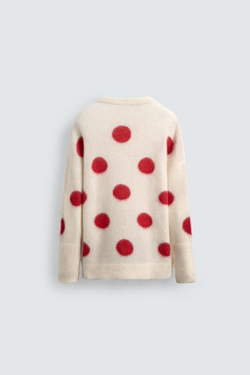 ZARA HARRY LAMBERT X DISNEY СВИТЕР В ГОРОШЕК, ЭКРЮ