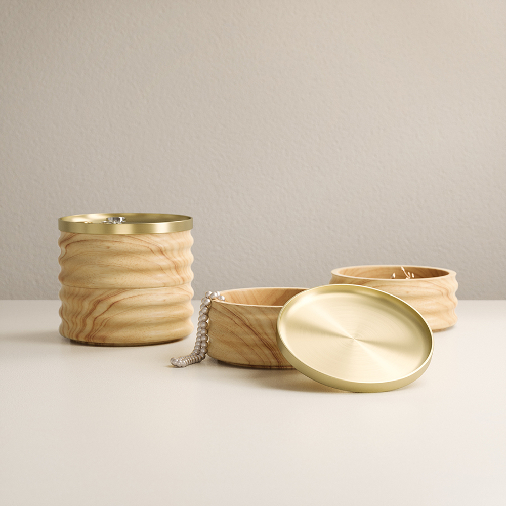 Шкатулка для украшений tesora, натуральное дерево/латунь