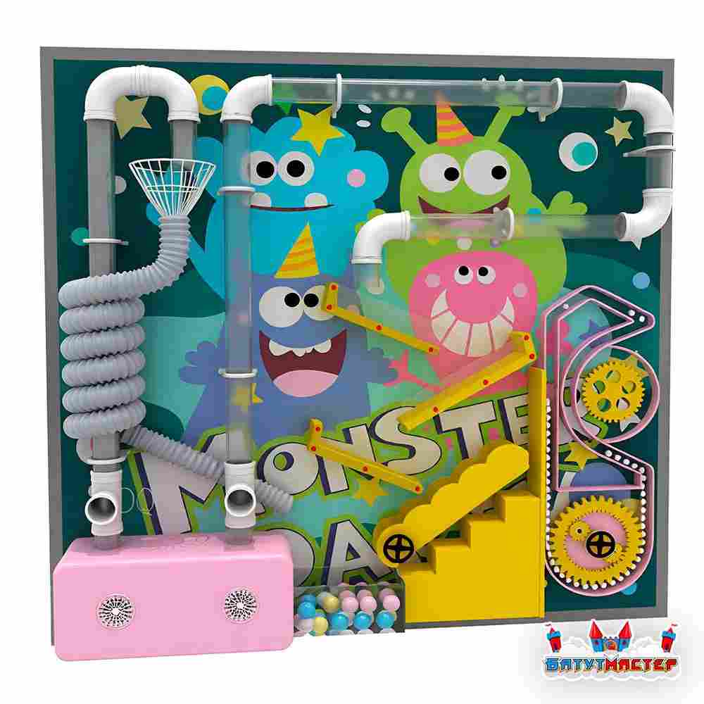 Интерактивная стена для игровой комнаты «Мир Монстриков», 2,2×1,9×0,5 м