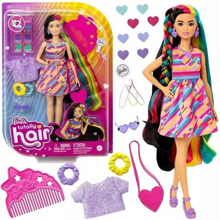 Кукла Mattel Barbie Totally Hair - Кукла с темными волосами и аксессуарами для причесок - Барби HCM90