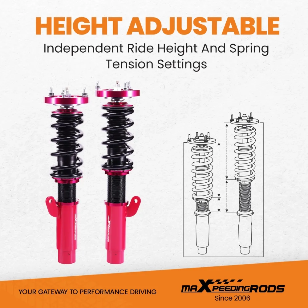 24 Ways Adjustable Coilovers Suspension Kit подходит для автомобиля BMW 3 (E46) 4-door sedan 318i; 330i; 325i; 328i; 318d; 320d; 320i,325i ;330d (02/1998-04/2005) lowering kit