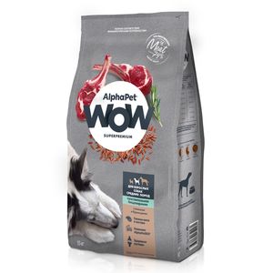 Уценка! Срок 03.08.26/ Сухой корм AlphaPet WOW Superpremium для взрослых собак средних пород с чувствительным пищеварением с ягненком и бурым рисом