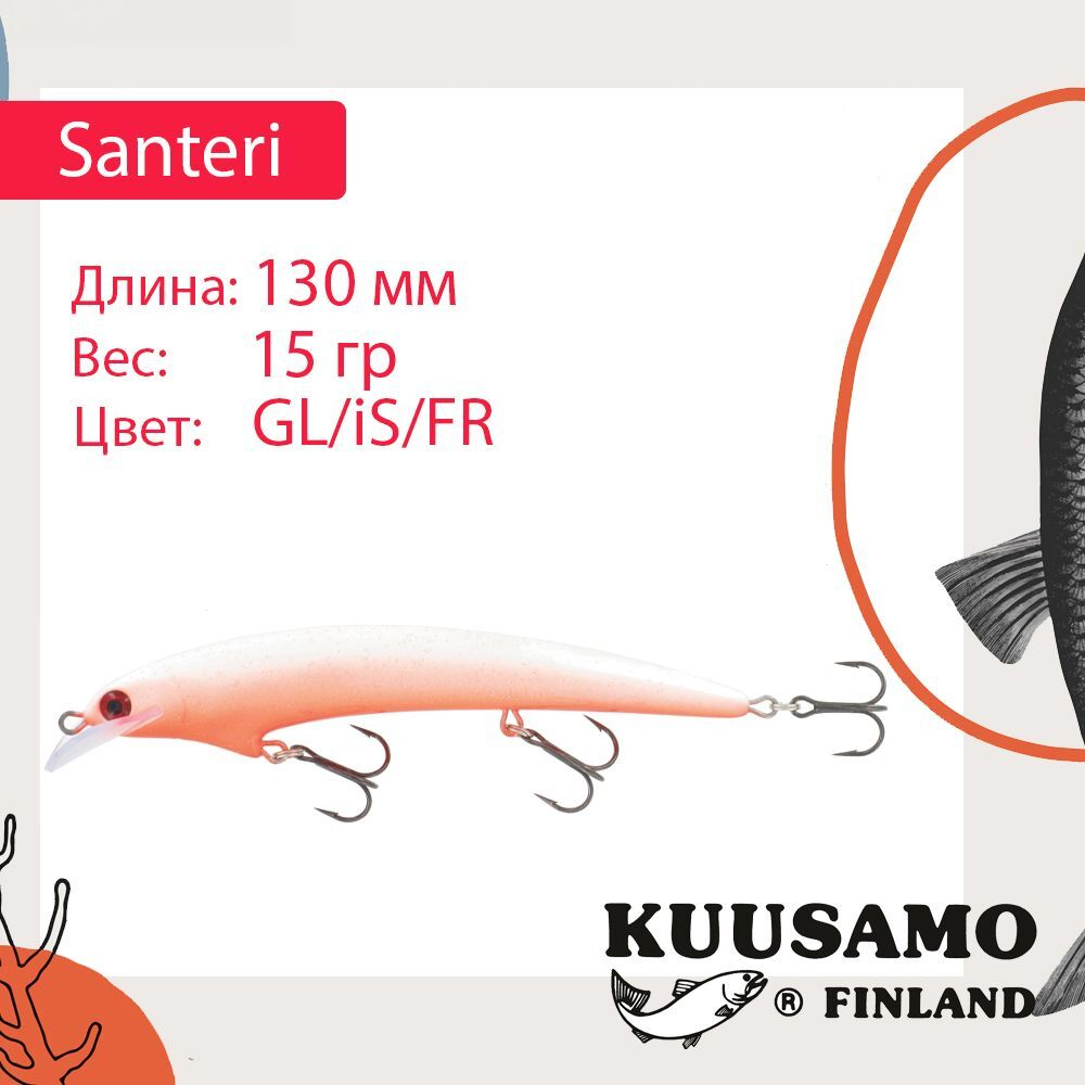 Воблер Kuusamo Santeri 90mm 9г цв. Pink/Li/FYe/GR/S
