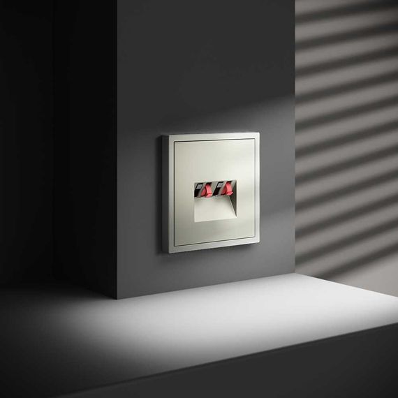 Розетка акустическая встраиваемая Voltum S70 4-местная, (сталь) VLS060305