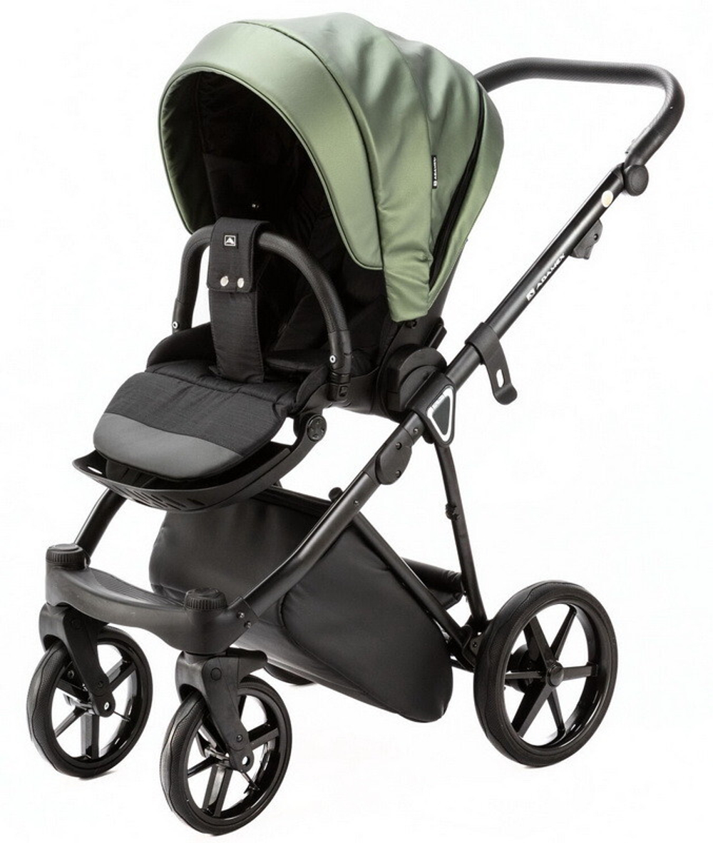 Детская коляска Adamex Belissa Deluxe 2 в 1 B-SM14 (ЗЕЛЁН.ПЕРЛ.КОЖА)