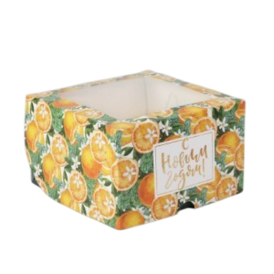 Коробка для 4 капкейков «Мандариновое настроение» 16 х 16 х 10см