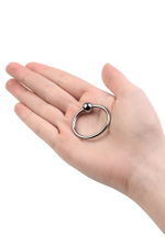 Кольцо на головку пениса с шариком Toyfa Metal серебристое М