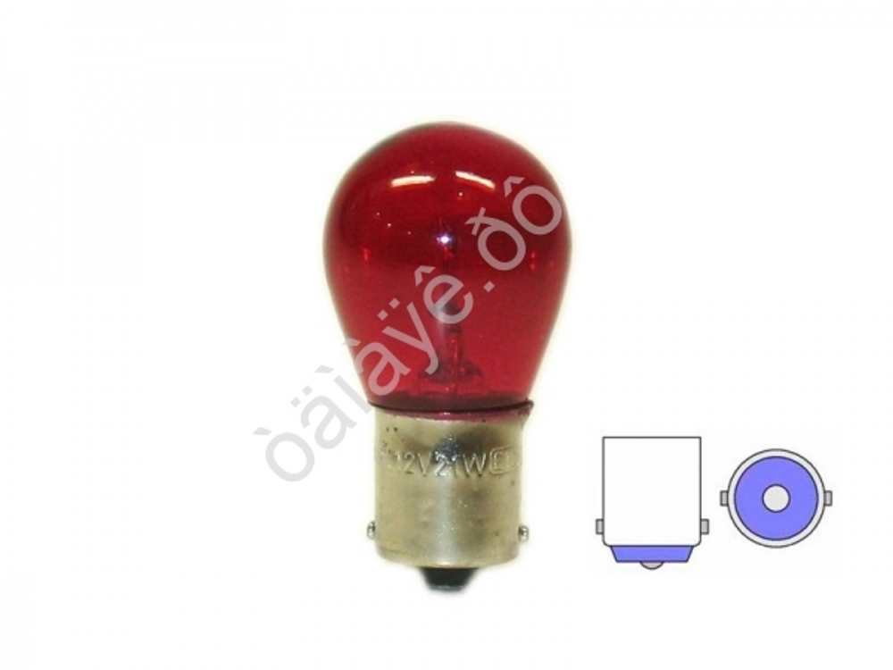 Автолампа  РR 12-21 (PR21W)  в стопы 1-но конт КРАСНАЯ (ровный штифт) Маяк 61213 RED