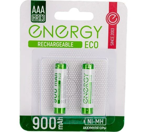 Аккумулятор Energy Eco NIMH-900-HR03/2B (АAА) (2шт на блистере) (104987)