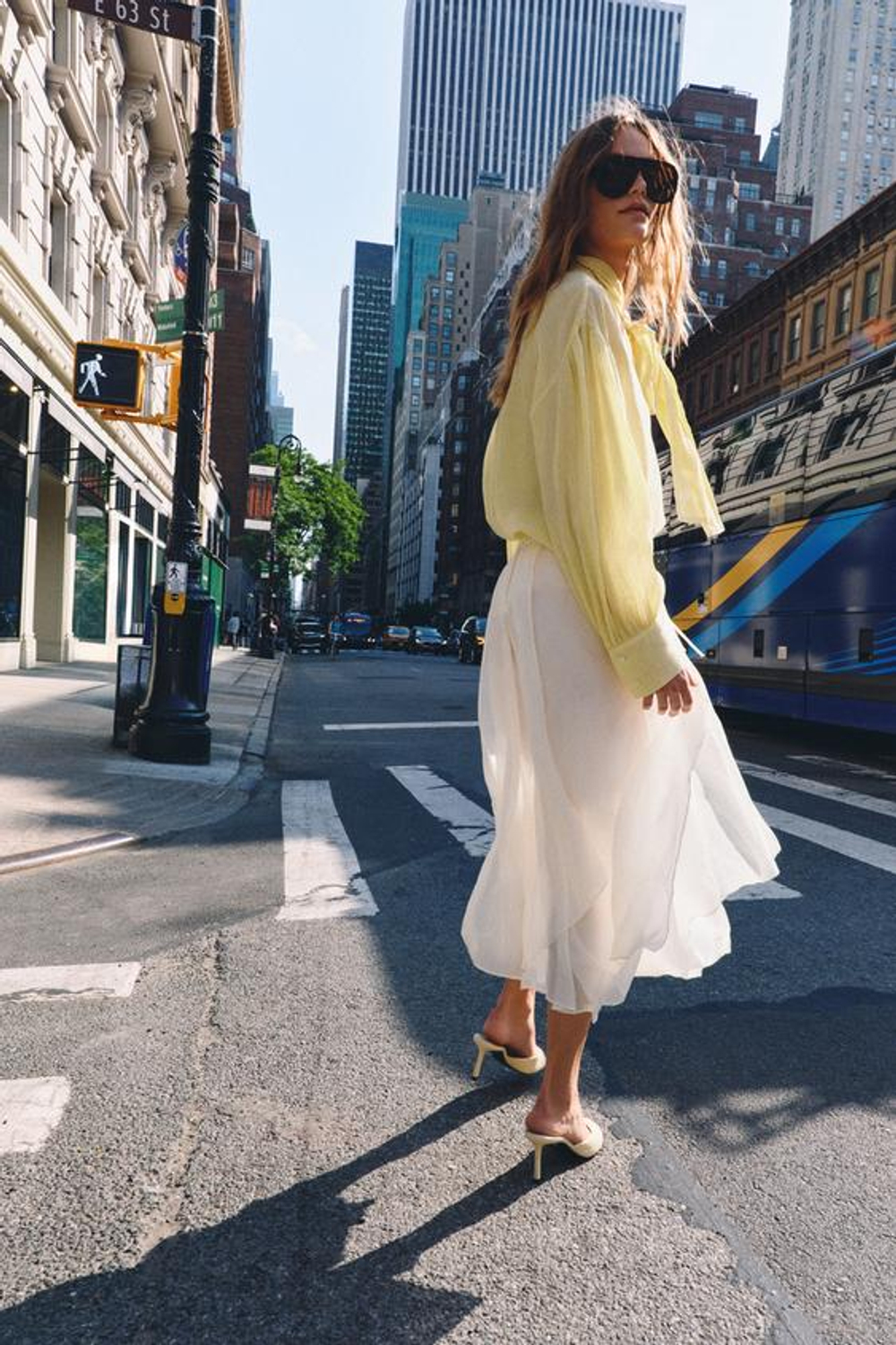 ZARA РУБАШКА В ПОЛОСКУ С ЗАВЯЗКАМИ — ZW COLLECTION, ЖЕЛТЫЙ
