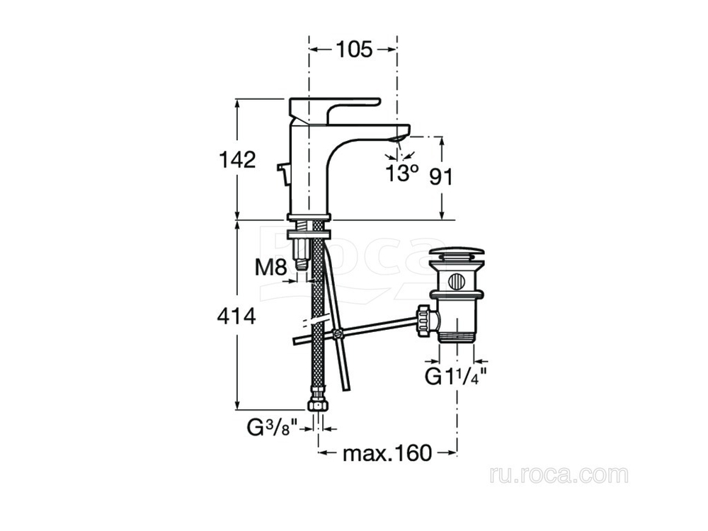 Смеситель Roca L20 для раковины 5A3I09C00