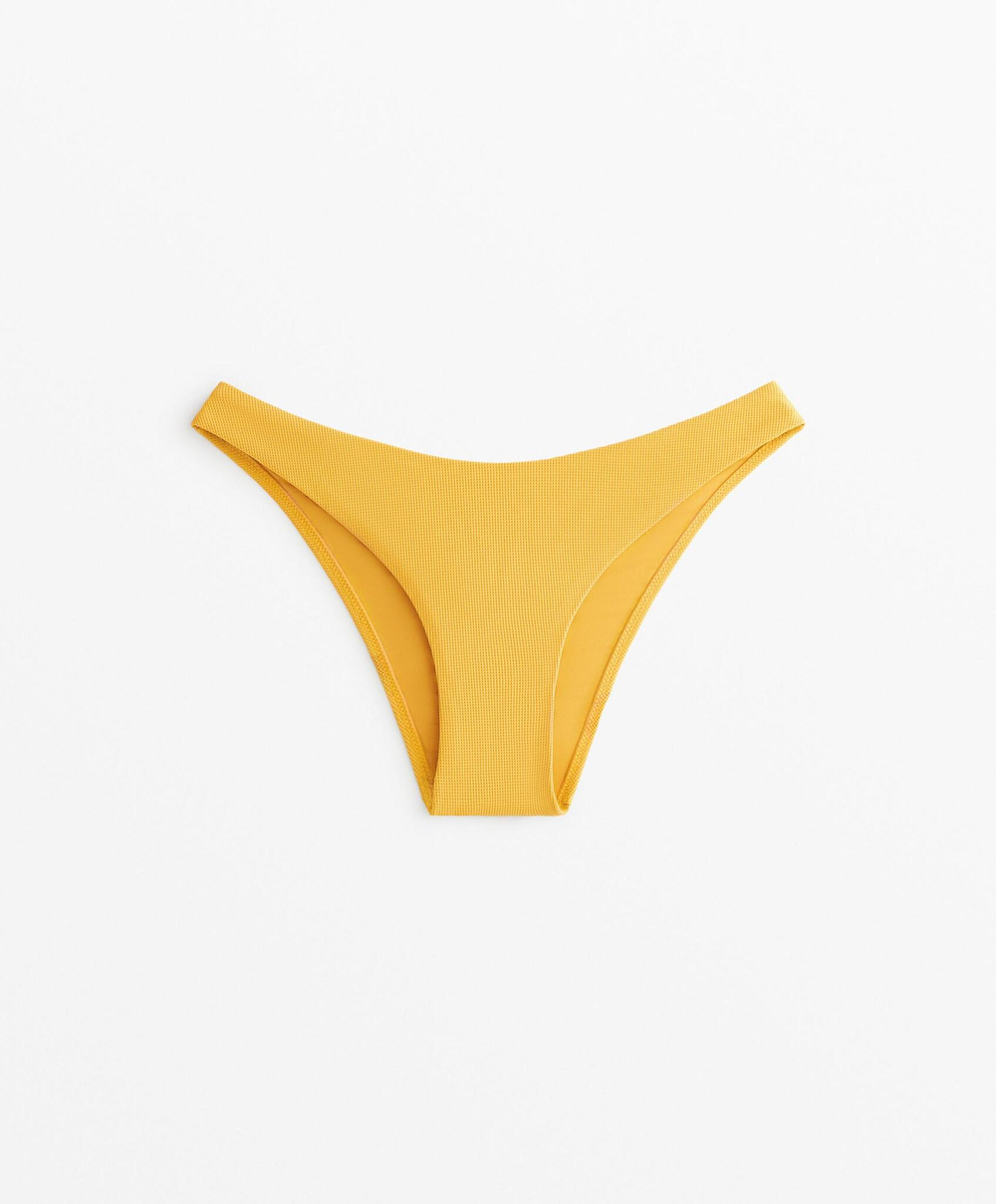OYSHO Трусики-бикини U-образного выреза из пике средней степени покрытия, желтый