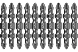 Набор бит двухсторонних PH2-PZ2, 45 мм, сталь S2, 10 шт Denzel 11675