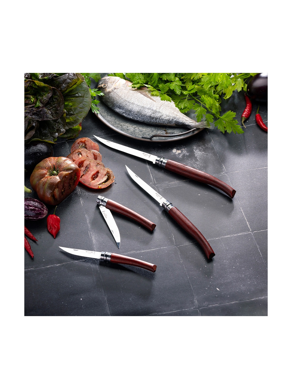 Нож филейный Opinel №8, нержавеющая сталь, рукоять из падука