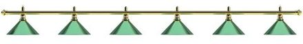 Лампа на шесть плафонов "Evergreen" (золотистая штанга, зеленый плафон D35см)