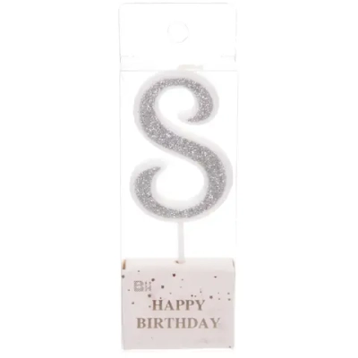 Свеча для торта Цифра Иллюзия «8» 9,5 см, серебро