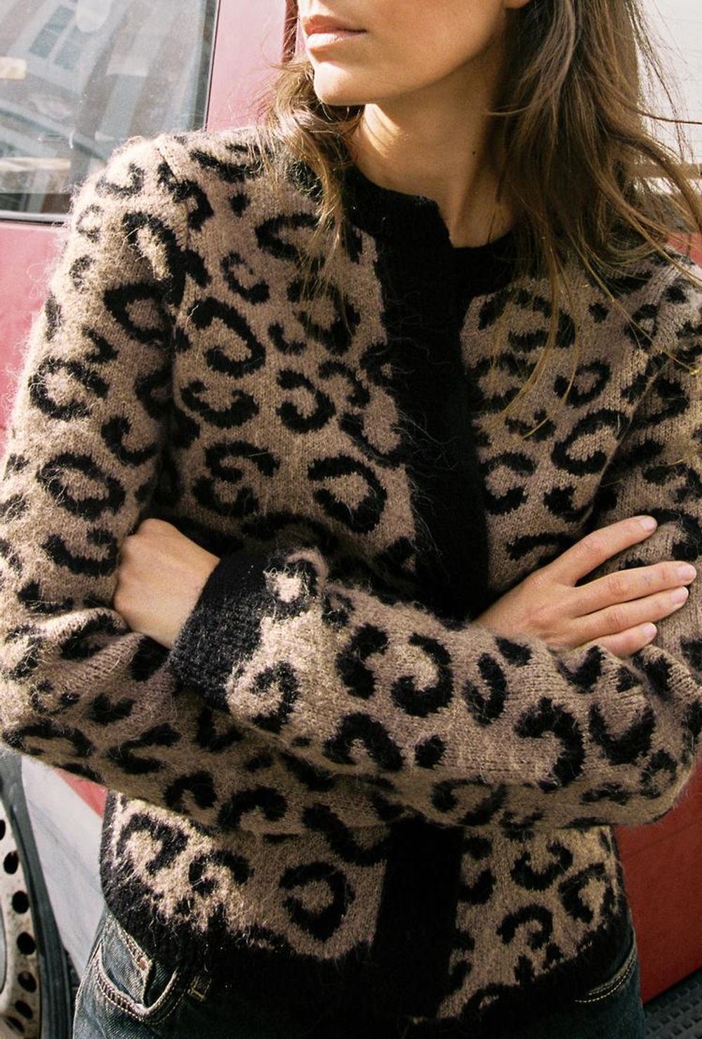 ZARА ЖАККАРДОВЫЙ КАРДИГАН С АНИМАЛИСТИЧЕСКИМ УЗОРОМ, ЛЕОПАРДОВЫЙ