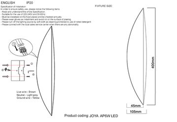 Бра 6W 3000К JOYA AP6W LED SL серебро Crystal Lux