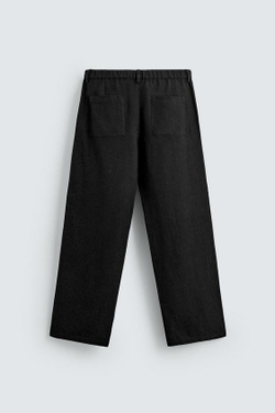 ZARA БРЮКИ RELAXED FIT ИЗ ВИСКОЗЫ И КОНОПЛИ, ЧЕРНЫЙ