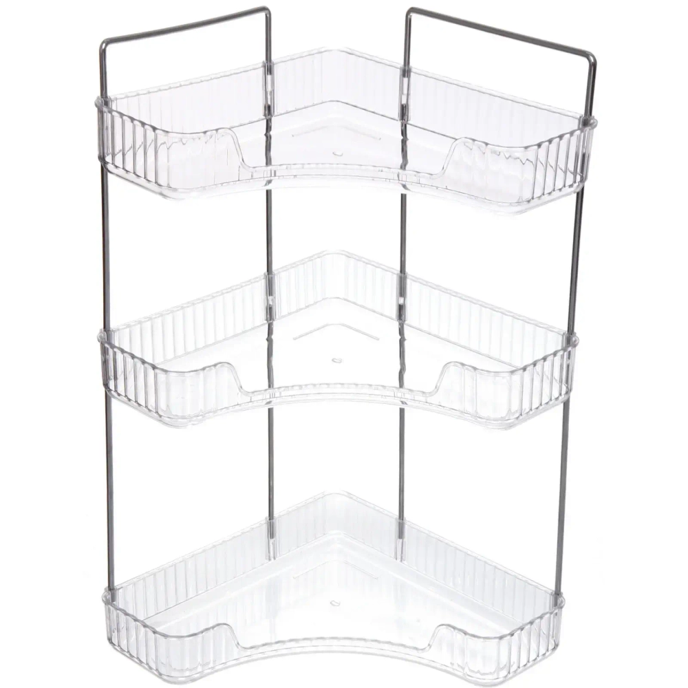 Полка для ванны угловая тройная «Фреш»прозрачная 25,7х44,5х25,7см